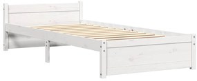 Estrutura de cama solteiro 90x190 cm madeira maciça branco