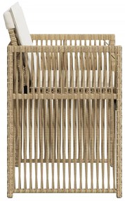 Cadeiras de jardim com almofadões 4 pcs vime PE bege
