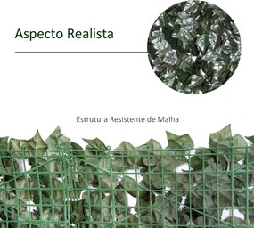 Vedação Artificial em Rolo 2,4x1 m Vedação de Privacidade para Balcão Jardim Exterior Planta Decorativa de Parede PE Verde