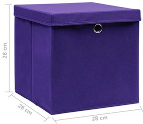 Caixas de arrumação com tampas 4 pcs 28x28x28 cm roxo