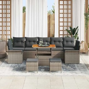 Conjunto de Sofás de Jardim VidaXL com Almofadas Cinza Rattan Acácia 1