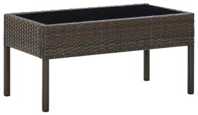 45903 vidaXL Mesa de jardim 75x40x37 vime PE castanho