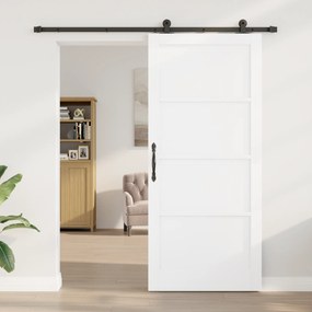 Porta Deslizante com Conjunto de Ferragens Branca 93x211 cm Madeira Só