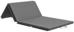 HOMCOM Tapete de ginástica yoga pilates fitness dobrável em 4 com pegas revestimento sintético 180 x 80 x 5 cm cinzento | Aosom Portugal
