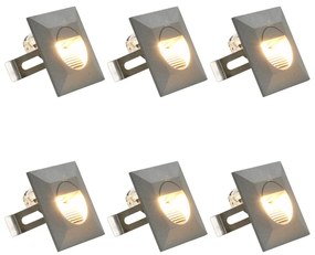 Iluminação LED de parede exterior 6 pcs 5 W quadrado prateado