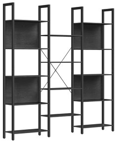 Estante VASAGLE, estante com 14 prateleiras, estrutura de metal, estante para sala de estar, escritório, estilo industrial, 24 x 158 x 166 cm, preto ébano e preto tinta LLS107B56