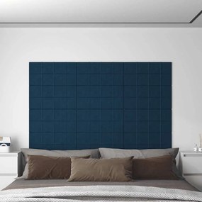 vidaXL Painel de parede 12 pcs 60x30 cm veludo 2,16 m² azul