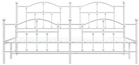 Estrutura de cama com cabeceira e pés 200x200 cm metal branco