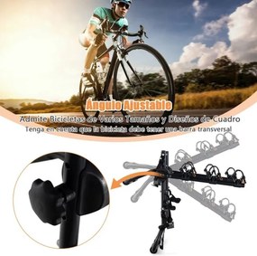 Porta-bicicletas para porta-bagagens carro com capacidade para 3 bicicletas montado com comprimento e ângulo ajustáveis preto