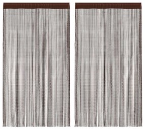 vidaXL Cortinas de fios 2 pcs 140x250 cm castanho