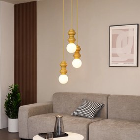 Candeeiro Pendente Retro Mostarda Amarelo com Vidro Fosco 3 Luzes - Fedde