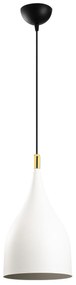 Candeeiro Suspenso Saglam – Branco/Preto – Diâmetro 25 cm, Altura 137