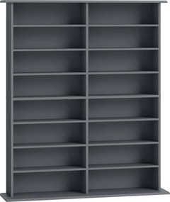HOMCOM Móvel para CD e DVD com 16 compartimentos e 12 prateleiras ajustáveis, capacidade máx. 720 CD/396 DVD e Blu-ray, cinza | Aosom Portugal