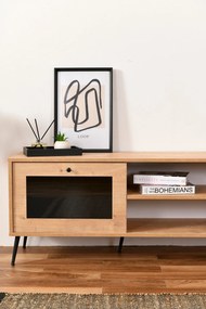 Móvel TV Calvin – Carvalho e Preto – 138 cm x 55 cm x 41 cm