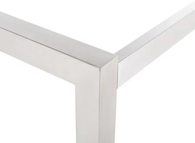 Conjunto de mesa com tampo triplo granito polido preto 220 x 100 cm e 8 cadeiras brancas GROSSETO Beliani
