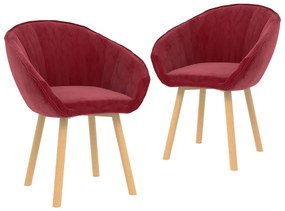 vidaXL Cadeiras de jantar 2 pcs veludo vermelho tinto