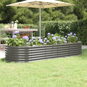Canteiro elevado jardim 224x80x36cm aço revestido a pó cinzento