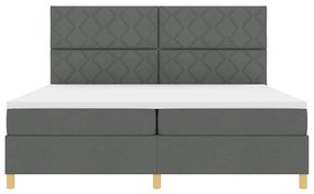 Cama Box Spring com Colchão e LED Cinza Escuro 200x200 cm Tecido
