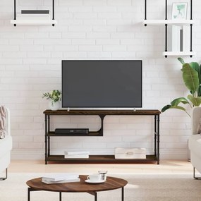 vidaXL Móvel TV 103x38x46,5 cm derivados madeira/aço carvalho castanho