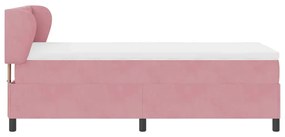 Cama Box Spring vidaXL com Colchão Rosa 90x200 cm Veludo