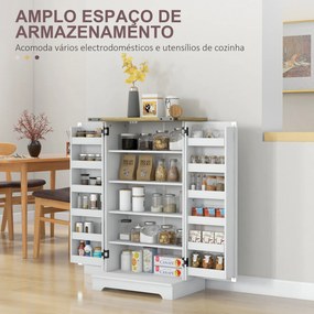 Armário de Cozinha com 2 Portas e 16 Prateleiras Despensa Rústica com Prateleiras Ajustáveis 60x40x104 cm Creme