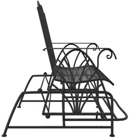 Banco de alpendre de 2 lugares 114 cm aço preto