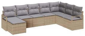 Conjunto de sofá de jardim com 8 peças e almofadas bege em rattan sint