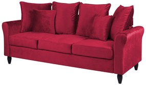 Sofá de 3 lugares em veludo vermelho BORNHOLM Beliani