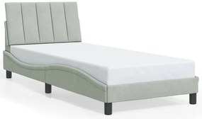 Estrutura de cama c/ luzes LED 90x200 cm veludo cinzento-claro