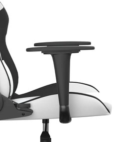 Cadeira gaming massagens couro artificial branco e preto