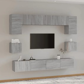 vidaXL Conjunto móveis de TV 8 pcs madeira processada sonoma cinza