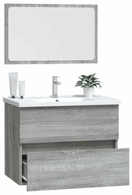 2 pcs conjunto móveis WC derivados de madeira sonoma cinza