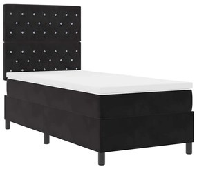 Cama Box Spring com Colchão e LED Preta 90x190 cm Veludo