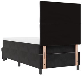 Cama Box Spring com Colchão e Banco Preto 90x190 cm Veludo
