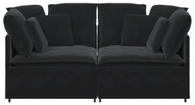 Sofá modular com almofadas veludo preto