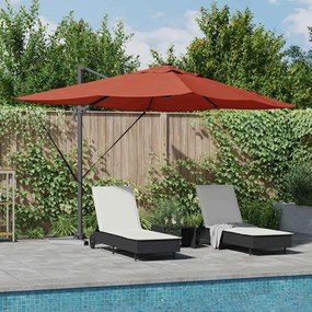 vidaXL Guarda-Sol Roma Cantilever com LEDs Terracota 352x251x265 cm - Alumínio