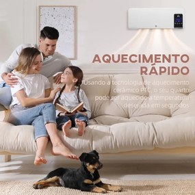 Aquecedor Elétrico de Parede com Controlo Remoto - Branco - 54,5x12x21
