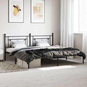 Estrutura de cama com cabeceira 200x200 cm metal preto