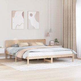vidaXL Estrado de Cama com Cabeceira 180x200 cm Madeira de Pinho Maciço