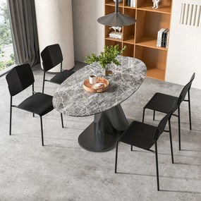 Conjunto de 4 cadeiras sem braços com encosto ergonómico e assento largo empilháveis para sala de jantar Carga 160 kg Preto