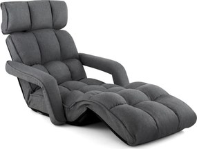 Poltrona dobrável 196 x 72 x 19,5 cm de interior com 6 posições ajustáveis Poltrona cama dobrável com apoios de braços e apoios para os pés ajustáveis