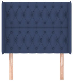 Cabeceira de cama c/ abas tecido 103x16x118/128 cm azul