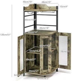 Garrafeira de Canto para Bar Mafra com Suporte de Copos – 48x48x130 cm
