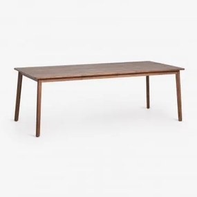 Mesa De Jantar Retangular Em Madeira De Acácia Kaela Castanho-acácia Escuro & 220 X 100 Cm - Sklum