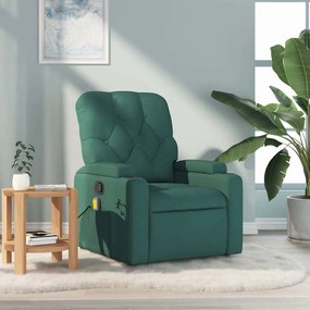 Poltrona de massagens reclinável tecido verde-escuro