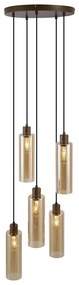 Candeeiro suspenso Hotel Chic bronze escuro com vidro âmbar 5 luzes - Stavelot Chique de hotel
