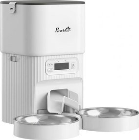 PawHut Alimentador Automático para Gatos/Cães 4L com 2 Tigelas, Dispensador de Ração 1-6 Refeições por Dia e Dupla Alimentação | Aosom Portugal