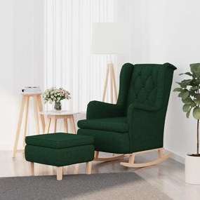 vidaXL Poltrona de baloiço com banco tecido verde-escuro