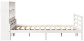 Cama com estante sem colchão 150x200 cm pinho maciço branco