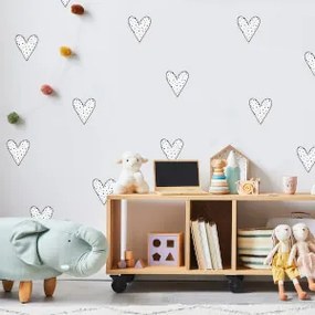 Autocolantes de parede - Corações de bolinhas pretas e brancas